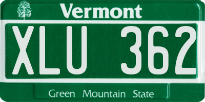 VT license plate XLU362
