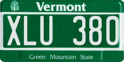 VT license plate XLU380