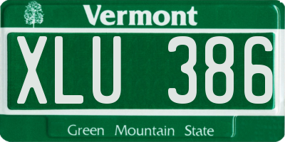 VT license plate XLU386