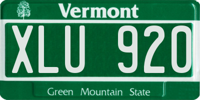 VT license plate XLU920