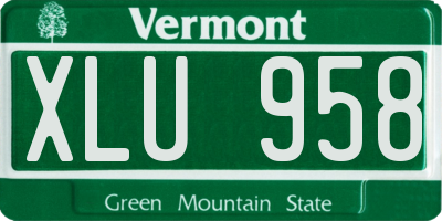 VT license plate XLU958