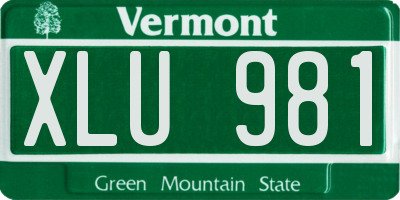 VT license plate XLU981