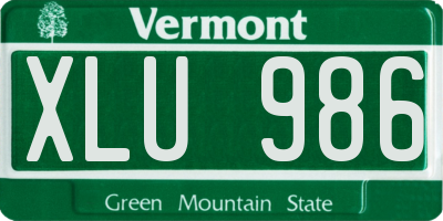 VT license plate XLU986