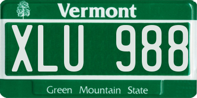 VT license plate XLU988