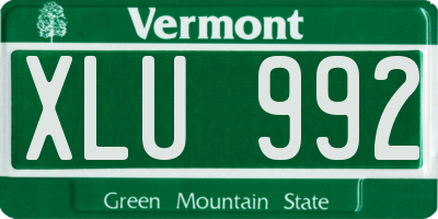 VT license plate XLU992