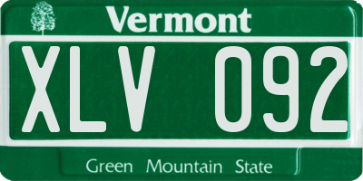 VT license plate XLV092