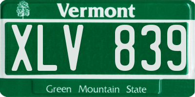 VT license plate XLV839