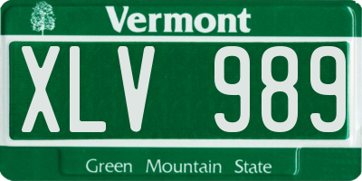 VT license plate XLV989