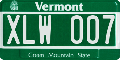 VT license plate XLW007