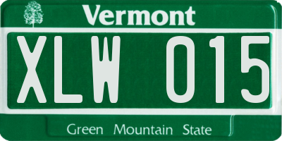 VT license plate XLW015