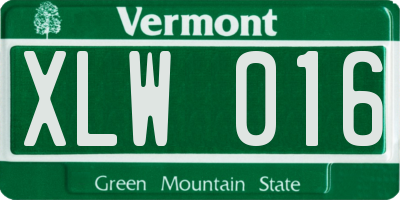 VT license plate XLW016