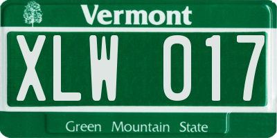 VT license plate XLW017