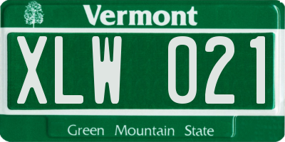 VT license plate XLW021