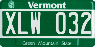 VT license plate XLW032