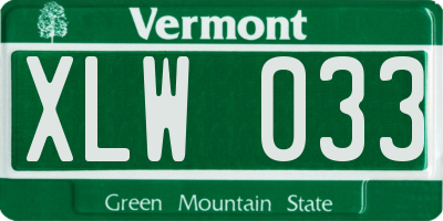 VT license plate XLW033