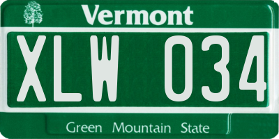 VT license plate XLW034