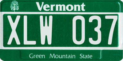 VT license plate XLW037