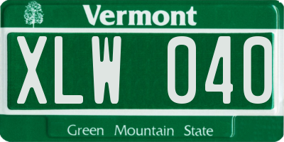 VT license plate XLW040