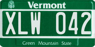 VT license plate XLW042