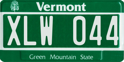 VT license plate XLW044