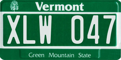 VT license plate XLW047
