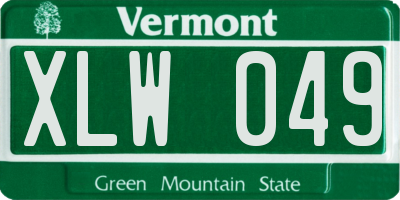 VT license plate XLW049
