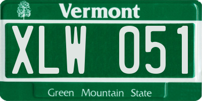VT license plate XLW051