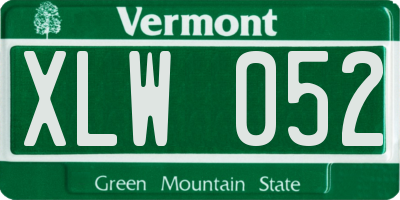 VT license plate XLW052