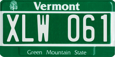 VT license plate XLW061