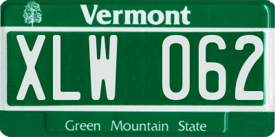 VT license plate XLW062