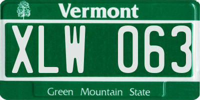 VT license plate XLW063