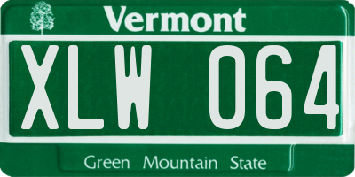 VT license plate XLW064