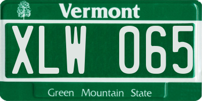 VT license plate XLW065