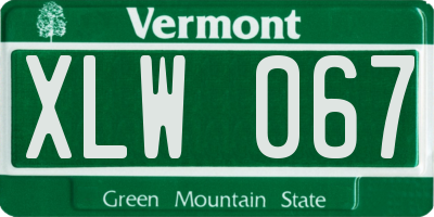 VT license plate XLW067