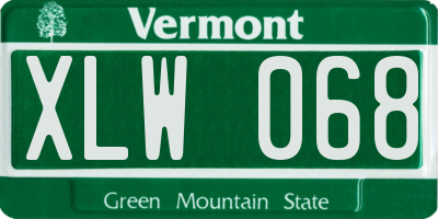 VT license plate XLW068