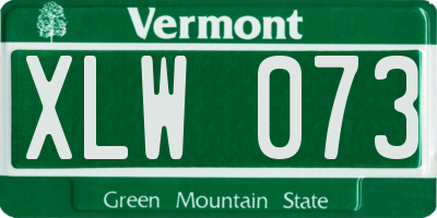 VT license plate XLW073