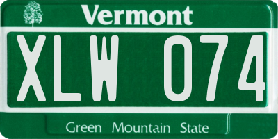 VT license plate XLW074