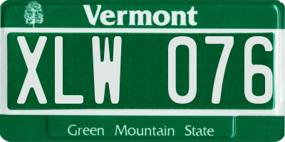 VT license plate XLW076