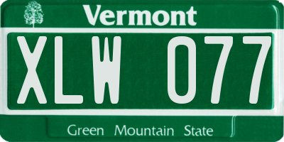 VT license plate XLW077