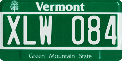 VT license plate XLW084