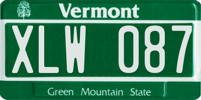 VT license plate XLW087