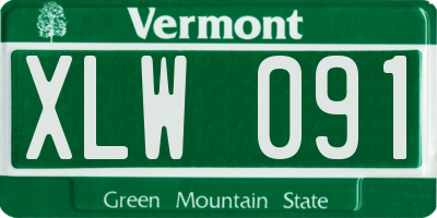 VT license plate XLW091