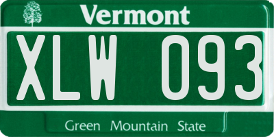 VT license plate XLW093