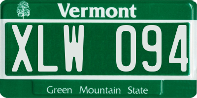 VT license plate XLW094