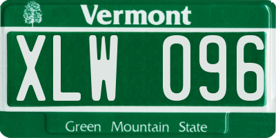 VT license plate XLW096