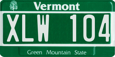 VT license plate XLW104