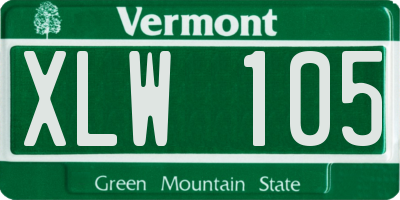 VT license plate XLW105