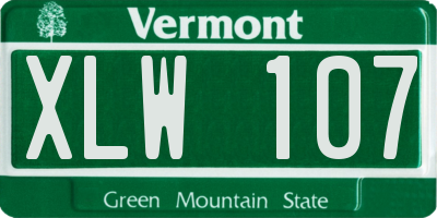 VT license plate XLW107