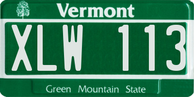 VT license plate XLW113