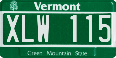 VT license plate XLW115